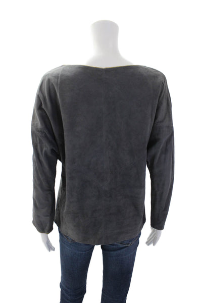 Polly Edwards For Tenderness Womens Scoop Neck Long Sleeve Top Gray Size 06
