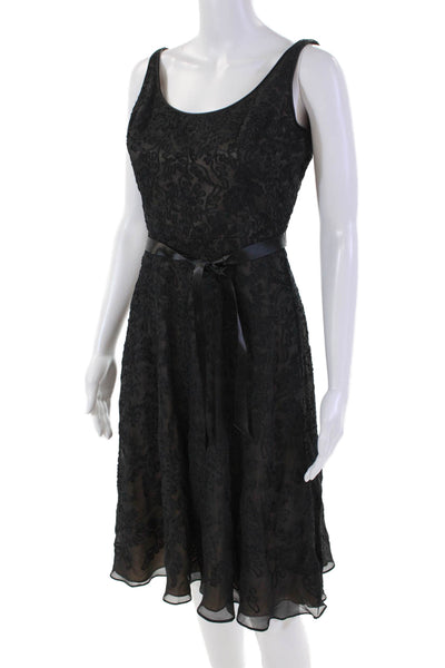 Carmen Marc Valvo Collection Womens Scoop Neck Lace Flare Mini Dress Black Size