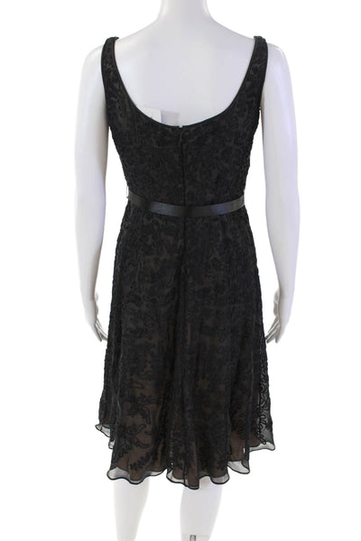 Carmen Marc Valvo Collection Womens Scoop Neck Lace Flare Mini Dress Black Size