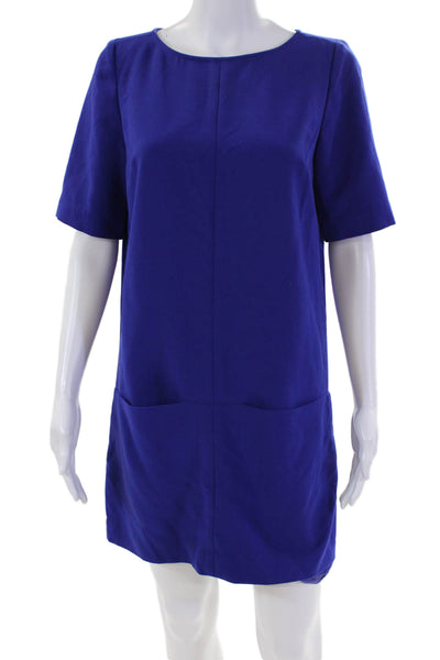 Broadway & Broome Womens Back Zip Short Sleeve Mini Shift Dress Blue Size 4
