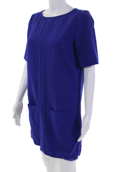 Broadway & Broome Womens Back Zip Short Sleeve Mini Shift Dress Blue Size 4