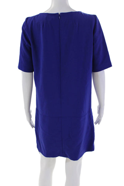 Broadway & Broome Womens Back Zip Short Sleeve Mini Shift Dress Blue Size 4