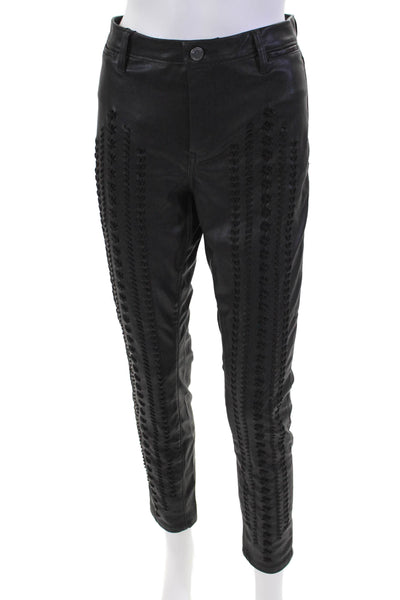 BLANKNYC Womens Zipper Fly Mid Rise Stitched Faux Leather Pants Black Size 30
