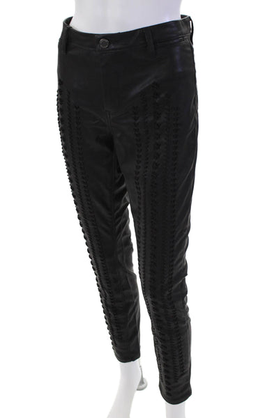 BLANKNYC Womens Zipper Fly Mid Rise Stitched Faux Leather Pants Black Size 30