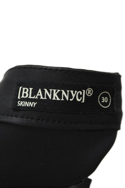 BLANKNYC Womens Zipper Fly Mid Rise Stitched Faux Leather Pants Black Size 30