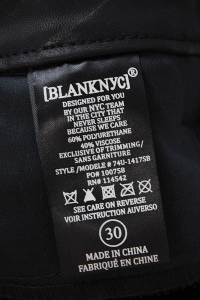BLANKNYC Womens Zipper Fly Mid Rise Stitched Faux Leather Pants Black Size 30
