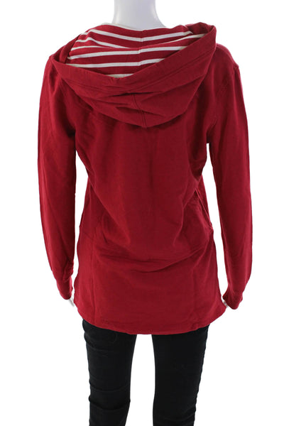 Vineyard Vines Womens Long Sleeve V Neck Hoodie Sweatshirt Red Cotton Size XS