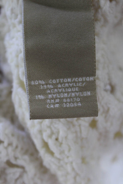 Knitted & Knotted Anthropologie Womens Open Knit Scoop Neck Sweater White Small