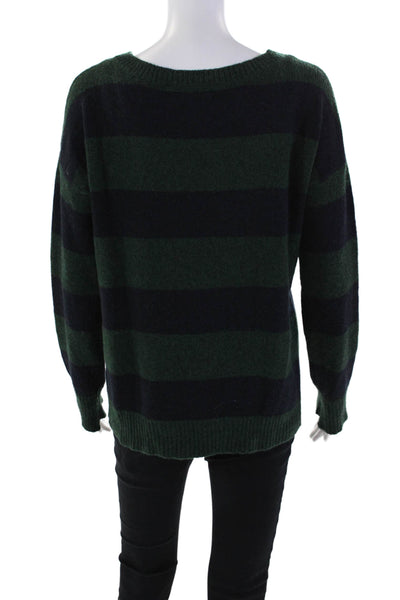 ALC Womens Long Sleeve Scoop Neck Striped Sweater Green Navy Wool Size XS