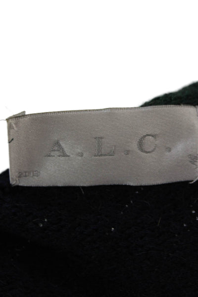 ALC Womens Long Sleeve Scoop Neck Striped Sweater Green Navy Wool Size XS