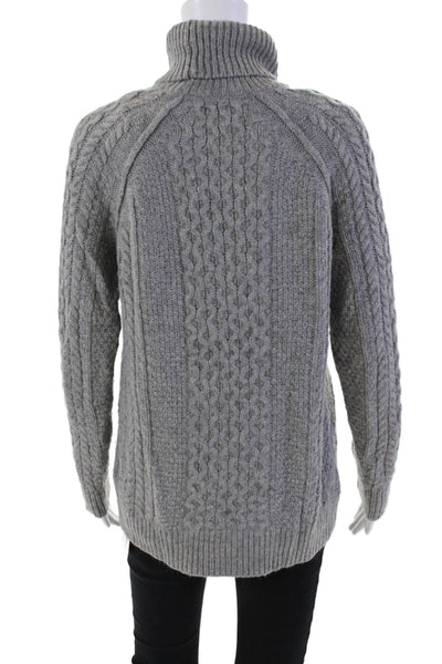 Vince Womens Long Sleeve Cable Knit Turtleneck Sweater Gray Wool Size XS