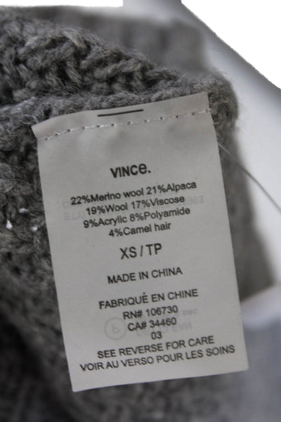 Vince Womens Long Sleeve Cable Knit Turtleneck Sweater Gray Wool Size XS
