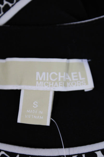 Michael Michael Kors Womens Long Sleeves Knee Length Dress Black White Size Smal