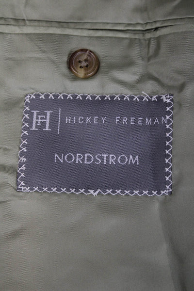 Hickey Freeman Mens Silk Long Sleeve Collared Button Plaid Blazer Nude Size EUR