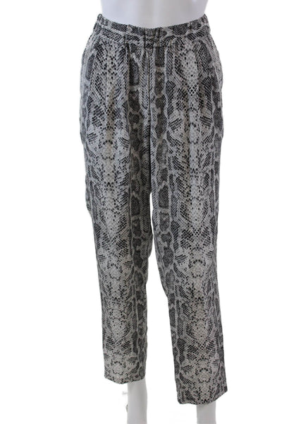 Equipment Femme Womens Textured Elastic Waistband Animal Print Pants White Size