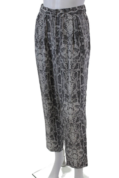 Equipment Femme Womens Textured Elastic Waistband Animal Print Pants White Size