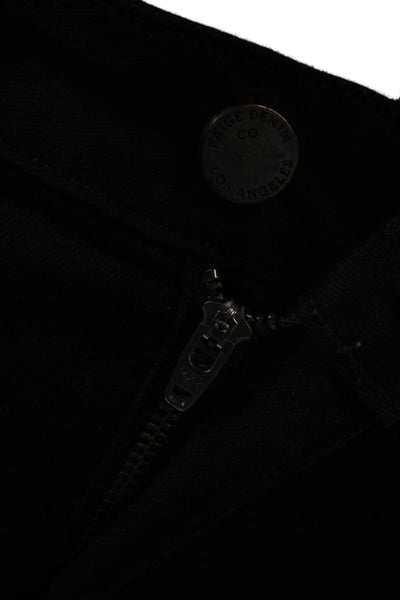 Paige Womens Cotton Zip Button Lined Dark Wash Denim Skinny Jeans Black Size EUR