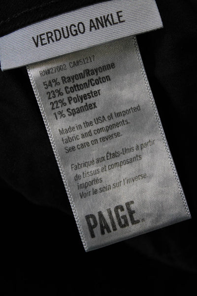 Paige Womens Cotton Zip Button Lined Dark Wash Denim Skinny Jeans Black Size EUR