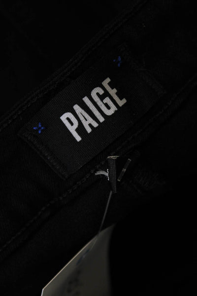 Paige Womens Cotton Zip Button Lined Dark Wash Denim Skinny Jeans Black Size EUR