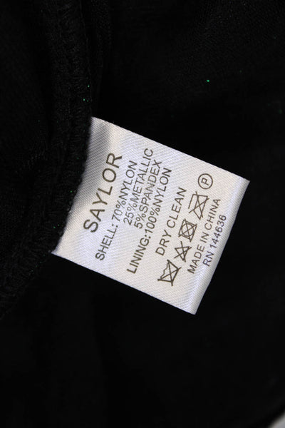 Saylor Womens Metallic Feathered Long Sleeve Cropped Blouse Green Size XS