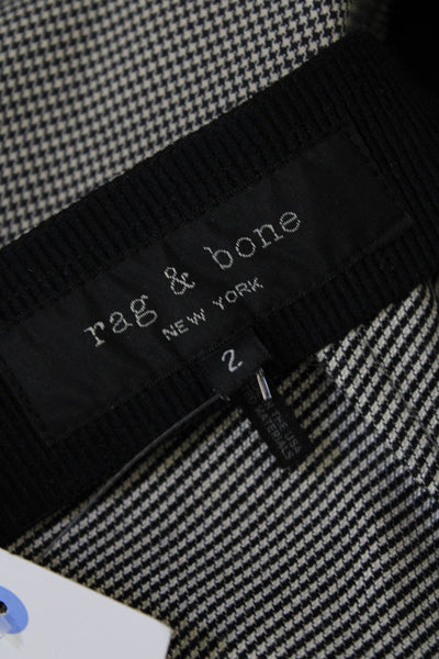 Rag & Bone Womens Houndstooth Print Zippered Tapered Pants Black Size 2