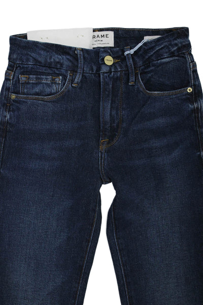 Frame Denim Womens Cotton Frayed Mid-Rise Cropped Bootcut Jeans Blue Size 23