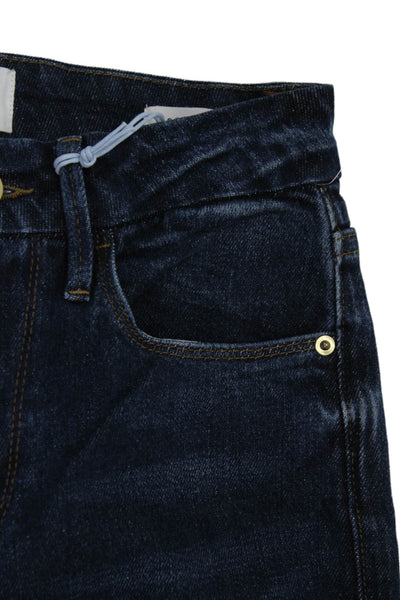 Frame Denim Womens Cotton Frayed Mid-Rise Cropped Bootcut Jeans Blue Size 23