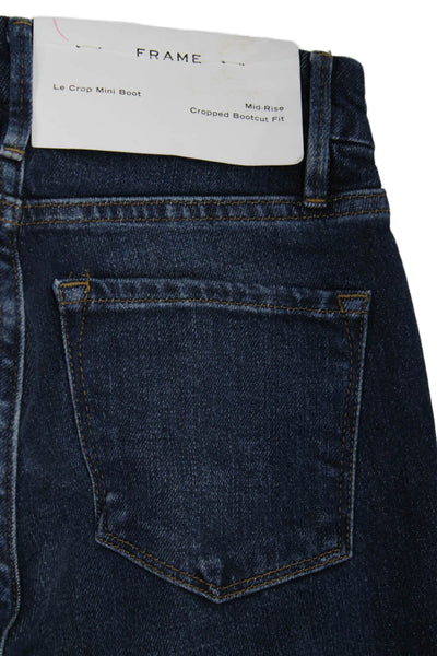 Frame Denim Womens Cotton Frayed Mid-Rise Cropped Bootcut Jeans Blue Size 23