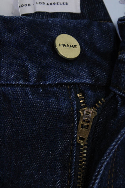 Frame Denim Womens Cotton Frayed Mid-Rise Cropped Bootcut Jeans Blue Size 23