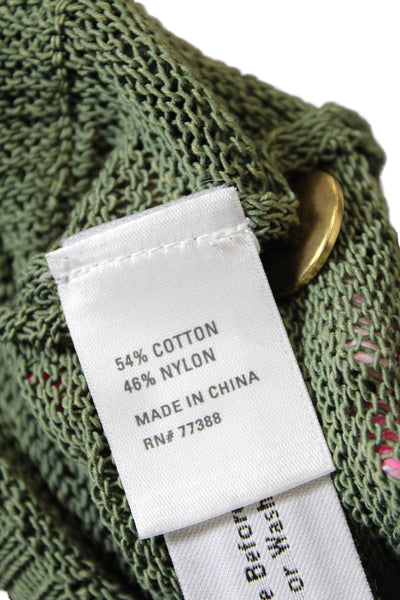 Wallace Womens Button Front Open Knit V Neck Cardigan Sweater Green Size XS