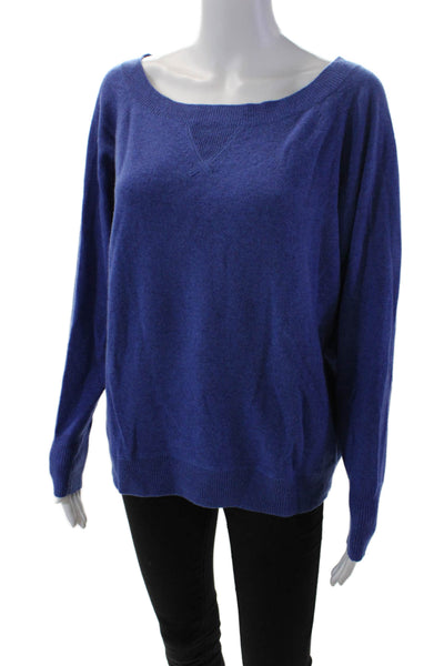 J Crew Womens Long Sleeve Scoop Neck Oversized Cashmere Sweater Blue Size XS