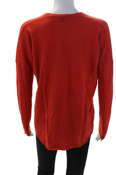 Vince Womens Long Sleeve V Neck Boxy Sweater Orange Wool Size Extra Small