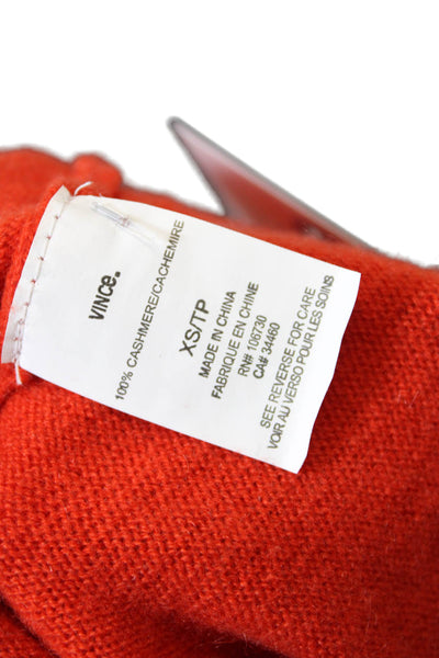 Vince Womens Long Sleeve V Neck Boxy Sweater Orange Wool Size Extra Small