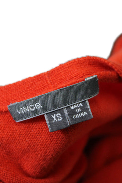 Vince Womens Long Sleeve V Neck Boxy Sweater Orange Wool Size Extra Small