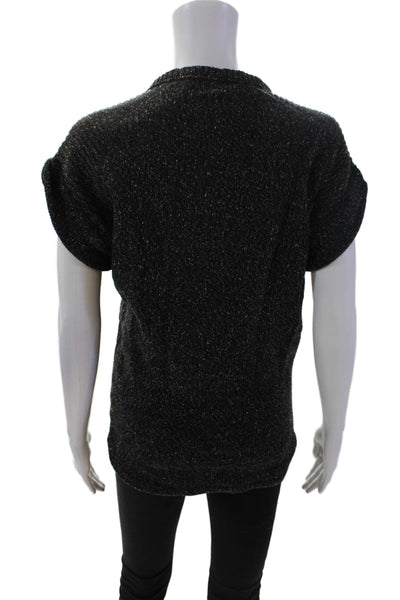 Isabel Marant Etoile Womens Short Sleeve Crew Neck Knit Top Gray Cotton Size XS