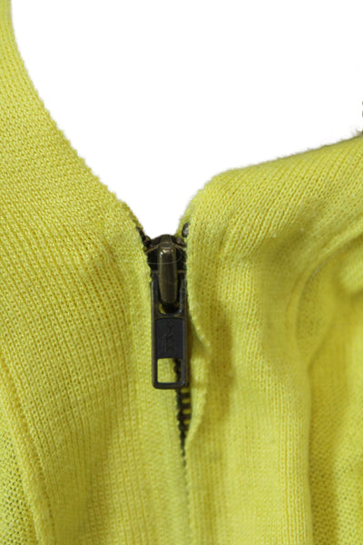 Plenty by Tracy Reese Womens Front Zip V Neck Cardigan Sweater Yellow Size Small