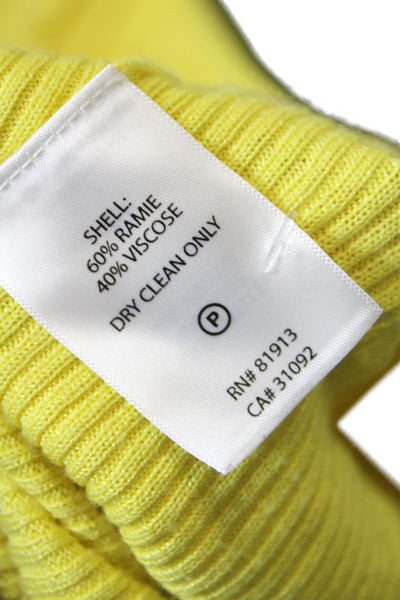Plenty by Tracy Reese Womens Front Zip V Neck Cardigan Sweater Yellow Size Small