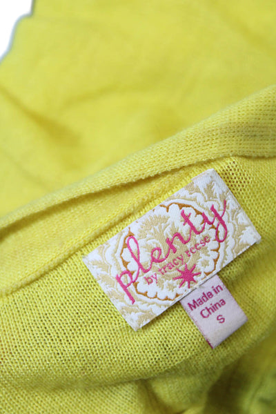 Plenty by Tracy Reese Womens Front Zip V Neck Cardigan Sweater Yellow Size Small