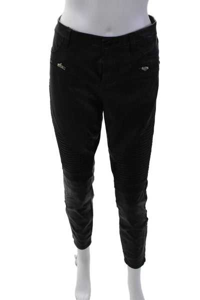 BLANKNYC Womens Mid Rise Faux Leather Zipper Ankle Pants Black Size 30
