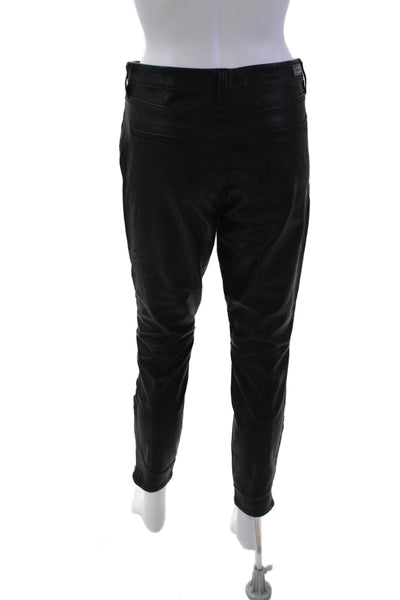 BLANKNYC Womens Mid Rise Faux Leather Zipper Ankle Pants Black Size 30