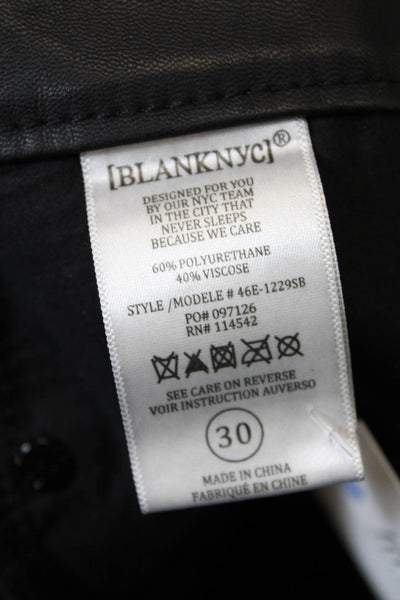 BLANKNYC Womens Mid Rise Faux Leather Zipper Ankle Pants Black Size 30