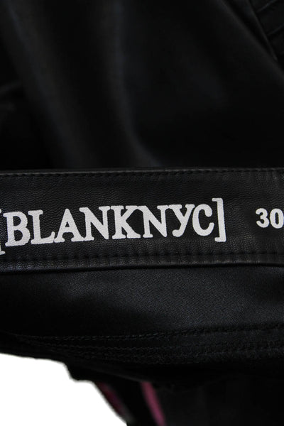 BLANKNYC Womens Mid Rise Faux Leather Zipper Ankle Pants Black Size 30