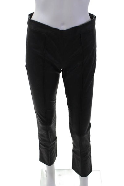 David Lerner Womens Side Zip Mid Rise Faux Leather Slim Pants Black Size Medium