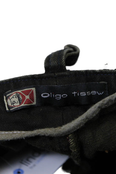 Oligo Tissew Womens Zipper Fly Mid Rise Straight Leg Jeans Green Denim Size 24