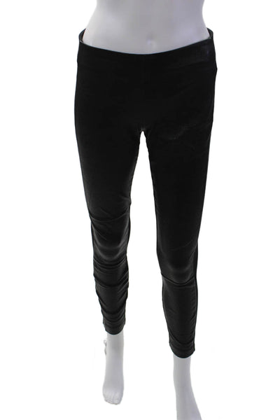 J Crew Womens Back Zip Mid Rise Leather Trim Knit Ankle Leggings Black Size 2
