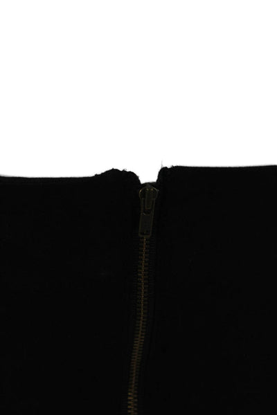 J Crew Womens Back Zip Mid Rise Leather Trim Knit Ankle Leggings Black Size 2