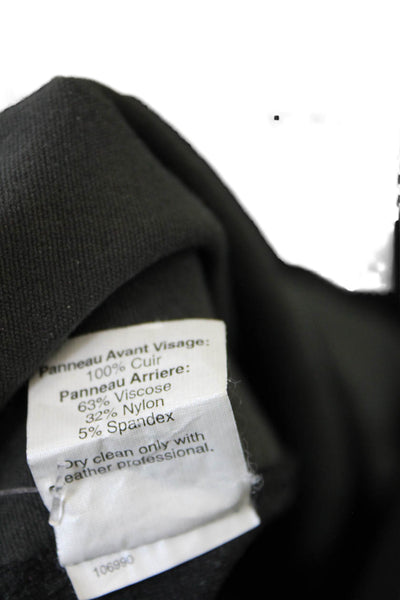 J Crew Womens Back Zip Mid Rise Leather Trim Knit Ankle Leggings Black Size 2
