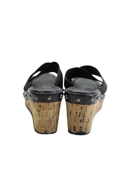 Donald J Pliner Womens Studded Detail Slip On Cork Wedge Heels Black Size 9