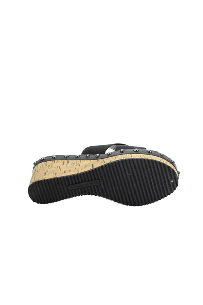Donald J Pliner Womens Studded Detail Slip On Cork Wedge Heels Black Size 9