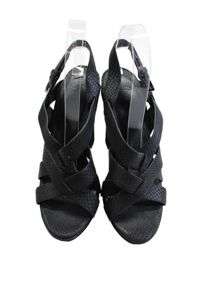 Joie Womens Leather Woven Detail Platform Ultra High Heels Solid Black Size 8